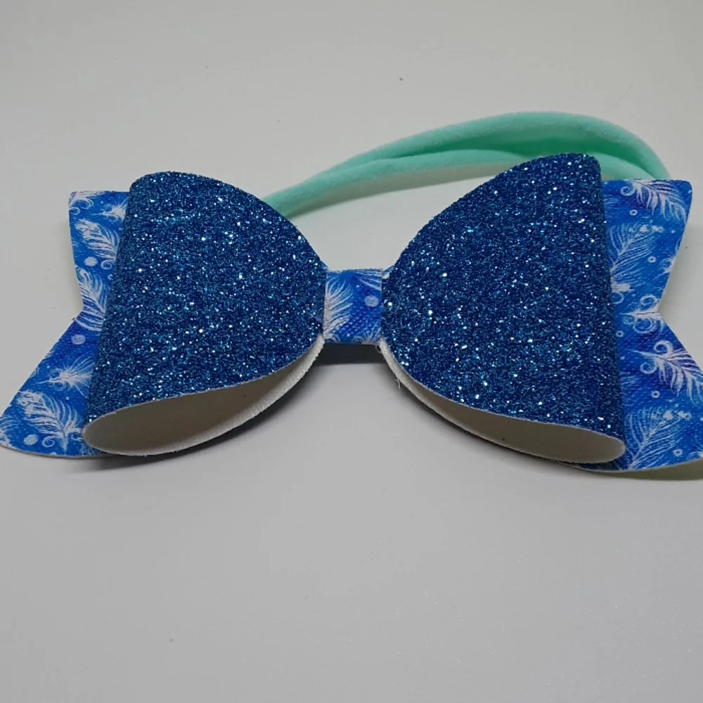 handmade blue bow headband